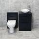 Suite De Salle De Bain Vanity Noir Satin Avec Unité De Toilette, Lavabo Wok Et Robinet Aegean