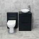 Suite De Vanité Noire Satinée Avec Unité De Toilette, Lavabo Wok Et Robinet Aegean