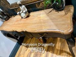 Table console en bois d'inspiration française ou table de toilette double pour salle de bains