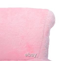 Tabouret de maquillage rose en peluche douce pour coiffeuse avec dossier bas pour chambre à coucher