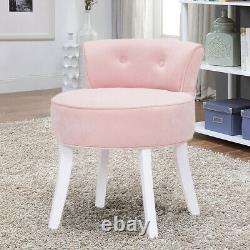 Tabouret de vanité en velours doux rose Chaise de maquillage Siège de table de toilette Chambre à coucher Dossier bas