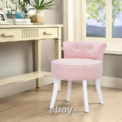 Tabouret de vanité en velours doux rose Chaise de maquillage Siège de table de toilette Chambre à coucher Dossier bas