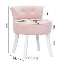 Tabouret de vanité en velours doux rose Chaise de maquillage Siège de table de toilette Chambre à coucher Dossier bas