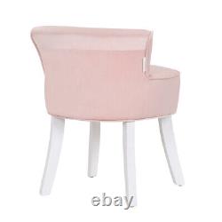 Tabouret de vanité en velours doux rose Chaise de maquillage Siège de table de toilette Chambre à coucher Dossier bas