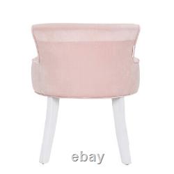 Tabouret de vanité en velours doux rose Chaise de maquillage Siège de table de toilette Chambre à coucher Dossier bas