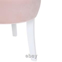 Tabouret de vanité en velours doux rose Chaise de maquillage Siège de table de toilette Chambre à coucher Dossier bas