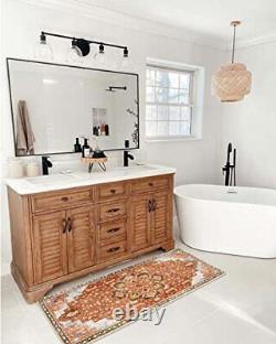 Tapis de coureur de salle de bain vintage avec dos en caoutchouc traditionnel 18x47 orange.