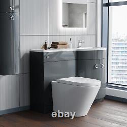 Toilettes Nes Home Dene 1100 RH à poser contre le mur, toilettes à fermeture douce et lavabo en résine gris