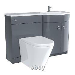 Toilettes Nes Home Dene 1100 RH à poser contre le mur, toilettes à fermeture douce et lavabo en résine gris