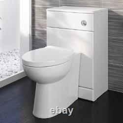 Toilettes WC Adossées au Mur Siège à Fermeture Douce Moderne Blanc Brillant Unité de Mobilier WC