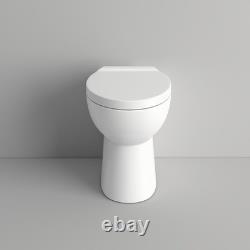 Toilettes WC Adossées au Mur Siège à Fermeture Douce Moderne Blanc Brillant Unité de Mobilier WC
