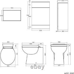 Toilettes WC Adossées au Mur Siège à Fermeture Douce Moderne Blanc Brillant Unité de Mobilier WC