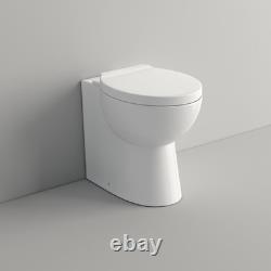 Toilettes WC Adossées au Mur Siège à Fermeture Douce Moderne Blanc Brillant Unité de Mobilier WC