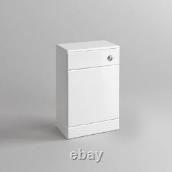 Toilettes WC Adossées au Mur Siège à Fermeture Douce Moderne Blanc Brillant Unité de Mobilier WC
