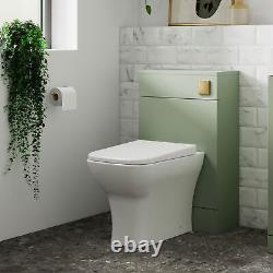 Unité WC Arno Nuie encastrée au mur, 500mm de large, finition satinée en vert roseau.