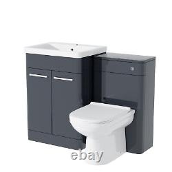 Unité de lavabo Afern 1100mm, unité de WC et toilettes Elso dos au mur Anthracite