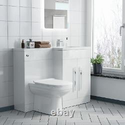 Unité de lavabo Aric RH 1100mm, unité de toilette et toilettes Welbourne dos au mur en blanc