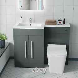 Unité de lavabo Nes Home LH 1100mm, unité de WC & toilette murale Elora Grey