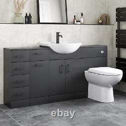 Unité de lavabo de toilette de salle de bain combinée avec unité de tiroirs de lingerie noire de 1564mm