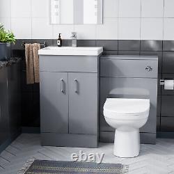 Unité de lavabo en kit plat Nes Home 500mm et unité de WC & dos au mur gris clair