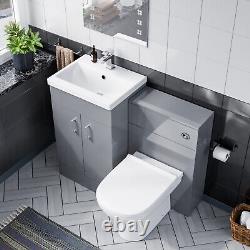 Unité de lavabo en kit plat Nes Home 500mm et unité de WC & dos au mur gris clair