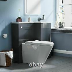 Unité de lavabo et toilettes gris à main droite de 900 mm Ellen
