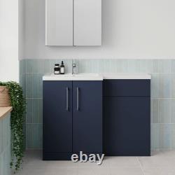 Unité de lavabo sur pied Nuie Arno 1100 avec cuvette WC adossée au mur et poignée en chrome