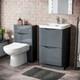 Unit&eacute; De Lavabo Vanity Merton 500 Mm &agrave; 2 Tiroirs, Meuble Wc Et Wc Dos Au Mur Elso Gris