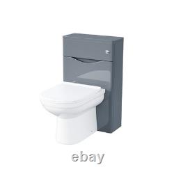 Unité de lavabo vanity Merton 500 mm à 2 tiroirs, meuble WC et WC dos au mur Elso gris