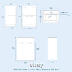 Unité de lavabo vanity Merton 500 mm à 2 tiroirs, meuble WC et WC dos au mur Elso gris