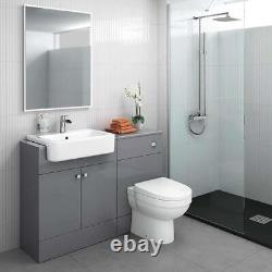Unité de meuble de boîtier de citerne dissimulée pour toilettes à dos de vanité grise de 500 mm