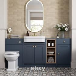 Unité de meuble de salle de bain 1820mm avec toilettes adossées au mur, étagère de rangement, combinaison de meubles bleus