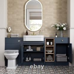 Unité de meuble de salle de bain 1820mm avec toilettes adossées au mur, étagère de rangement, combinaison de meubles bleus