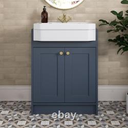 Unité de meuble de salle de bain 1820mm avec toilettes adossées au mur, étagère de rangement, combinaison de meubles bleus