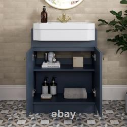 Unité de meuble de salle de bain 1820mm avec toilettes adossées au mur, étagère de rangement, combinaison de meubles bleus