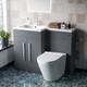 Unité De Meuble Lavabo Nes Home 1100mm Lh En Gris Mat Et Toilettes Sans Bride à Poser Contre Le Mur.