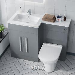 Unité de meuble vasque Nes Home LH 1100mm, unité WC et toilettes murales arrière Desone en gris