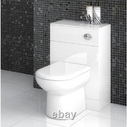 Unité de toilette WC Nuie Mayford dos au mur 500 mm de large x 330 mm de profondeur blanc brillant