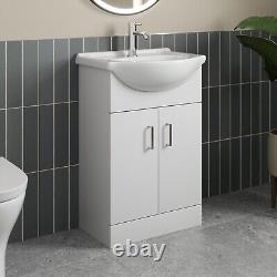 Unité de toilette et de lavabo de 1050mm avec vasque en céramique, meuble de salle de bain blanc combiné