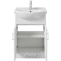 Unité de toilette et de lavabo de 1050mm avec vasque en céramique, meuble de salle de bain blanc combiné