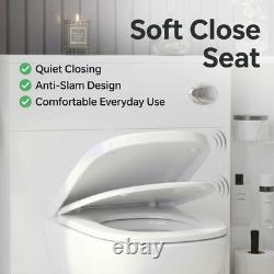 Unité de toilettes murales arrière 800 mm, meuble WC blanc avec rangement