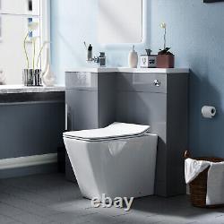 Unité de vanité LH de 900 mm avec lavabo et toilette BTW Nes Home Grey Cloakroom