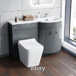 Unité de vanité Nes Home Grey 1100 mm avec toilettes WC en retour au mur pour salle de bain