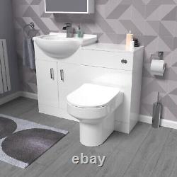 Unité de vanité Nes Home White 1050mm avec unité WC et toilettes dos au mur