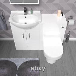 Unité de vanité Nes Home White 1050mm avec unité WC et toilettes dos au mur