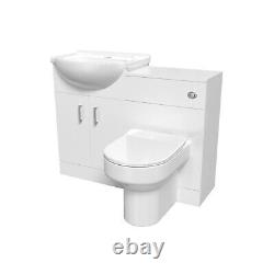 Unité de vanité Nes Home White 1050mm avec unité WC et toilettes dos au mur