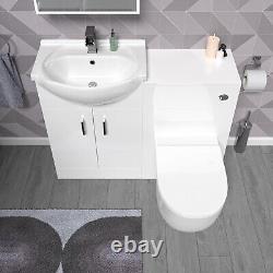 Unité de vanité Nes Home White de 1050 mm avec unité WC et toilettes rondes dos au mur