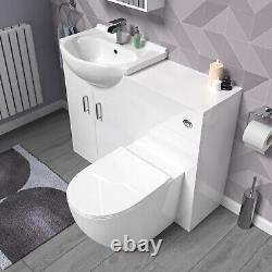 Unité de vanité Nes Home White de 1050 mm avec unité WC et toilettes rondes dos au mur