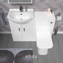 Unité de vanité blanche Nes Home de 1050 mm avec unité de toilettes WC et toilettes murales sans rebord