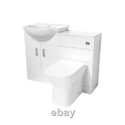 Unité de vanité blanche de 550mm avec unité de WC et toilettes sans rebord dos au mur